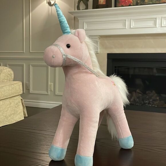 Gund Starflower Unicorn Plush Stuffed Animal 14” Pale Pink Blue Horn 6049793 - Picture 2 of 8